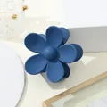 Blue flower hair claw clip with matte finish for women, elegant floral hair accessory - Dark Blue