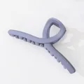 Detail of 13cm matte grey-purple shark hair claw clip with crossed ribbon design - Lake Blue