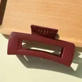 Large square hair claw clip in glossy dark red finish for thick hair - Red