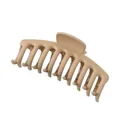 Macro view of matte beige dragon bone hair claw clip with large toothed design - Light Coffee