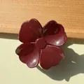 Glossy burgundy flower hair claw clip in a deep red finish for elegant styling - Four Petal Flower Deep Red Glossy (Red) / Red