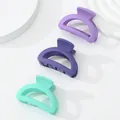 Three-piece set of mini matte hair claw clips in pastel purple and mint green colors - Light Purple Dark Purple Mint Green Mix (218I)