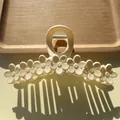 Matte cream flower claw clip for women's long hair styling on elegant wooden tray - Off-white