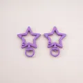 Two-piece set of purple star-shaped lobster clasps with rotating metal base for DIY keychain - Pentagram / 31X41mm / Dark Purple