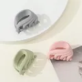 Detailed view of three matte hair clips in Morandi gray, light green and pastel pink - Fresh Color Wave (261B)