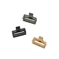 Three rectangular matte hair clips in beige, black and dark grey shown on white background - Classic Rectangle Colors (377)