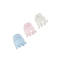 Detailed macro view of three mini matte hair clips in blue, pink, and translucent white - Fresh Blue Pink Mini (291B)