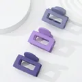 Three-piece set of mini matte purple hair claws with minimalist hollow rectangular design - Dark Purple Violet Light Purple Mix (099H)