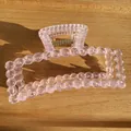 Pink translucent bubble bead claw clip with matte finish and spring mechanism - Transparent Pink