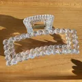 Rectangle transparent acrylic hair claw clip with bubble texture in a clear finish - Transparent Blue