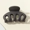 Macro view of a 7cm matte dark grey pumpkin hair claw clip with octopus-style teeth - Dark Gray