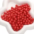 Cuentas redondas de plástico rojo brillante en bandeja estrella para manualidades - Sin Agujero / 6mm (30g/Aprox. 260 Piezas/Paquete) / Rojo