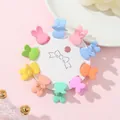 Set of ten mini rabbit hair claws in pastel macaron colors on white display card - Rabbit Style (F)