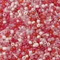 Pink and red mixed glass seed beads and bugle beads for DIY jewelry making - 7# Cinnabar Snow / 20g/Pack (Mixed Seed and Bugle Beads) / Red & White