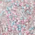 Mixed macaron glass beads in round and tube shapes for DIY jewelry making - 12# Pink Blue Phantom / 20g/Pack (Mixed Seed and Bugle Beads) / Pale Blue