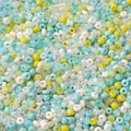 Mixed Macaron seed and bugle beads for DIY jewelry making in blue green and yellow - 13# Blue Shore Glow / 20g/Pack (Mixed Seed and Bugle Beads) / Lake Blue and Yellow