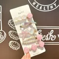 Detalle de 5 pinzas para el cabello tema océano con perlas falsas y conchas brillantes - Rosa