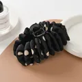 Elegant black cream polka dot ribbon hair claw clip for women stylish shark clip - White Polka Dot Style