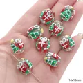 Handmade 14x16mm Christmas lampwork beads with festive tree and gift box patterns - Gift Christmas Tree Bead (#32) / 1 Piece (14x16mm)