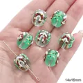 Handmade 14x16mm Christmas glass beads featuring festive green tree and gingerbread patterns - Snow House Tree Bead (#34) / 1 Piece (14x16mm)