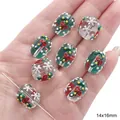 Christmas themed 14x16mm glass beads with Santa, snowflake, and candy cane patterns - Candy Cane Bead (#36) / 1 Piece (14x16mm)