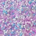 Mixed pastel macabre glass beads set in lavender, sky blue and opal white for DIY jewelry - 21# Blue Purple Star Sea / 20g/Pack (Mixed Seed and Bugle Beads) / Blue and Purple