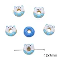 Perle de beignet chat bleu et blanc en alliage pour bijoux DIY, breloque émaillée 12x7mm - Bleu