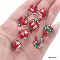 Christmas glass beads set featuring Santa gloves, socks and candy canes for DIY jewelry - Mitten Bead (#40) / 1 Piece (14x16mm)