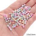 Mix di perline cilindriche macaron 3,5x3,5mm per creazione di gioielli e artigianato - Stile Cilindro / 3.5x3.5mm (10 pezzi/confezione) / Colori Misti Casuali