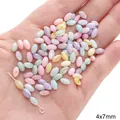 Mix van kleurrijke 4x7mm ovale kralen met marmertextuur voor DIY-sieraden - Parel Stijl / 4x7mm (10 stuks/verpakking) / Willekeurig Gemengde Kleuren