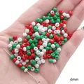 4mm red white and green craft beads for DIY jewelry making with a threading needle - 4mm (20g/Pack) / Solid Random Mix Red/Green/White (#46)