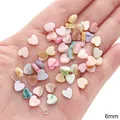 Mix van 6mm hartvormige natuurlijke schelpkralen in pastelkleuren voor DIY sieraden - Hart Stijl (Horizontaal Gat) / 6mm (10 Stuks) / Willekeurig Gemengde Kleuren