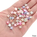 Kleurrijke 7mm parelmoer klaver kralen voor het zelf maken van sieraden en DIY - Klavertje Vier Stijl / 7mm (10 stuks/verpakking) / Willekeurig Gemengde Kleuren