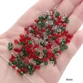 4mm red and green Christmas glass beads for DIY jewelry making on human palm - 4mm (20g/Pack) / Clear Random Mix Red/Green/Transparent (#47)
