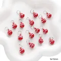 Set of 9x15mm red alloy bell pendants with white wave patterns for DIY jewelry making - Red Pendant (#49) / 1 Piece/Pack (9x15mm)