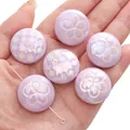 Perles en acrylique violet clair avec fini iridescent pour bijoux faits à la main DIY - Disque Plat / 2 pièces/paquet (25mm) / Lilas