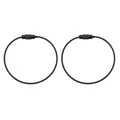 Set of two black PVC coated stainless steel wire keychains with knurled screw locks - Diameter 50mm (2 Pcs/Pack) / Black