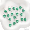 Green enamel glove charm with snowflake pattern for DIY jewelry making, 10x15mm size - Green Mitten White Trim (#53) / 1 Piece (10x15mm)