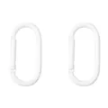 Pair of white matte oval spring carabiner hooks for DIY bags and keychains - Oval Style (FKY015-03) / 2 Pieces/Pack (25x50mm) / White