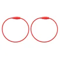 Pair of red coated steel wire keychains with threaded screw connectors on white background - Diameter 50mm (2 Pcs/Pack) / Red
