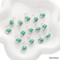 Green boot-shaped enamel charms with white polka dots for Christmas jewelry making - Green Christmas Sock (#50) / 1 Piece/Pack (12x12mm)