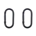 Set of two black aluminum oval spring carabiner clips for bags and DIY accessories - Oval Style (FKY015-03) / 2 Pieces/Pack (25x50mm) / Black