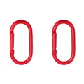 Pair of oval red aluminum carabiner clips with spring-loaded gate for keychains - Oval Style (FKY015-03) / 2 Pieces/Pack (25x50mm) / Red