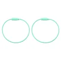 Set of two mint green braided steel wire keychains with a secure screw lock closure - Green