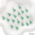 Green enamel Christmas tree charm with red star and colorful dots for DIY jewelry - Christmas Tree Green (#57) / 1 Piece (8x13mm)