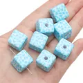Perline quadrate blu in acrilico con stampa mucca per gioielli fai-da-te - Cubo Stampa Muccata Blu
