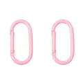 Two pink oval aluminum spring carabiner hooks for DIY bags and keychains - Oval Style (FKY015-03) / 2 Pieces/Pack (25x50mm) / Pink