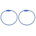 Set of two blue nylon coated stainless steel wire keychains with screw lock - Sapphire Blue