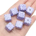 Perline quadrate in acrilico viola con stampa mucca per braccialetti fai da te - Cubo Stampa Muccata Viola