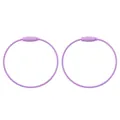 Two purple coated stainless steel wire keychains with knurled screw lock connectors - Purple